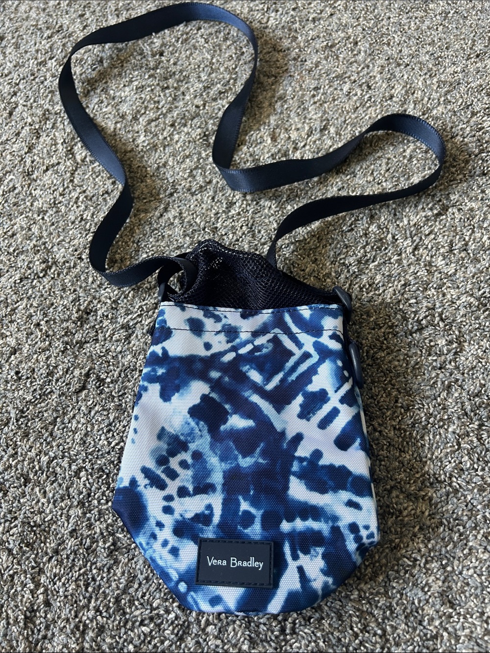Vera Bradley Navy and White Tie-Dye Water Bottle Bag